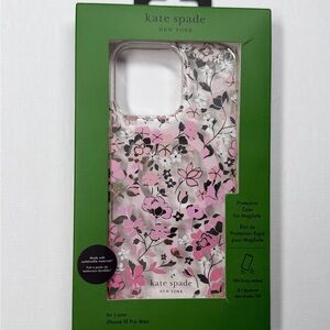 Kate Spade Pink and Black Floral iPhone 15 Pro Max Case